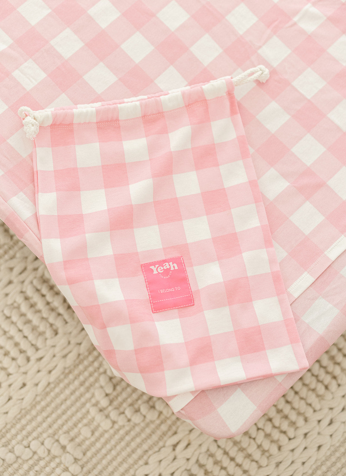 Yeah the Kids Co - All-in-1 Kindy / Daycare Sheet Set | Pink Gingham